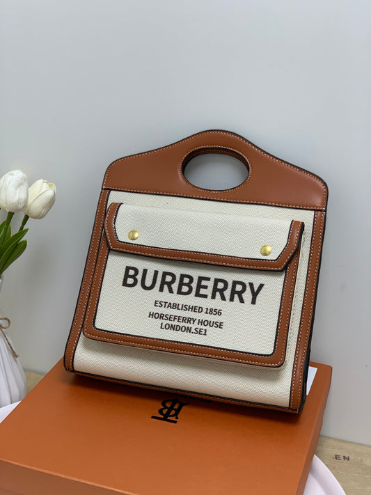 Burberry white and brown canvas with box