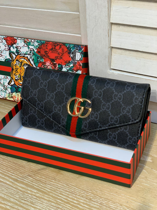 Two Gucci purses with a box