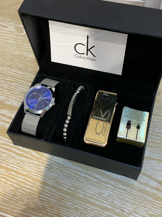 Calvin Klein watch + lighter + bracelet set with box