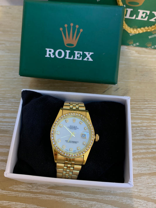 Rolex watch, gold and white, with box
